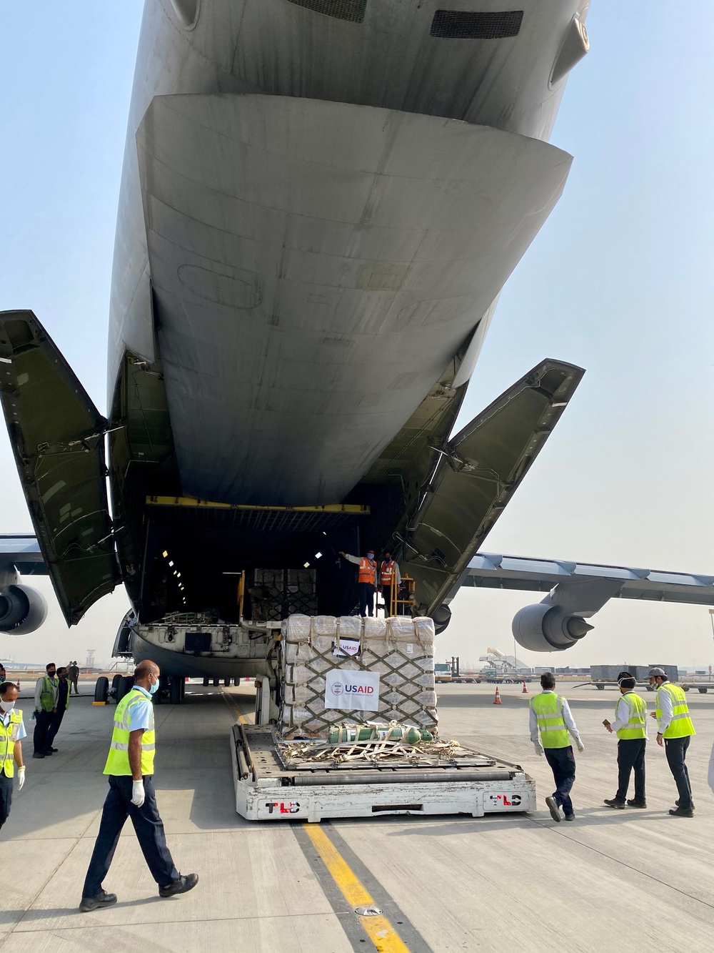 The first of several emergency COVID-19 relief shipments from the United States arrives in India.