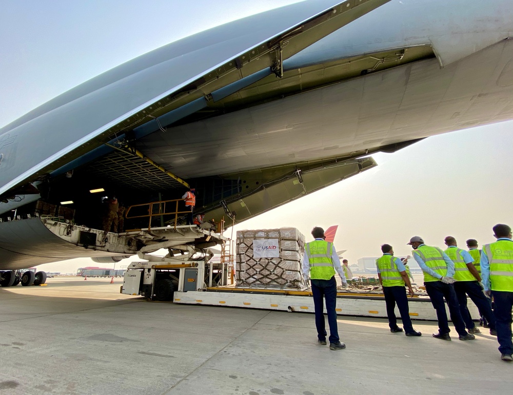 The first of several emergency COVID-19 relief shipments from the United States arrives in India.