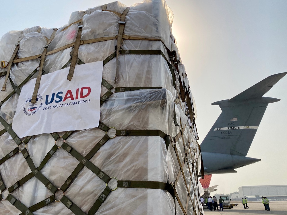 The first of several emergency COVID-19 relief shipments from the United States arrives in India.