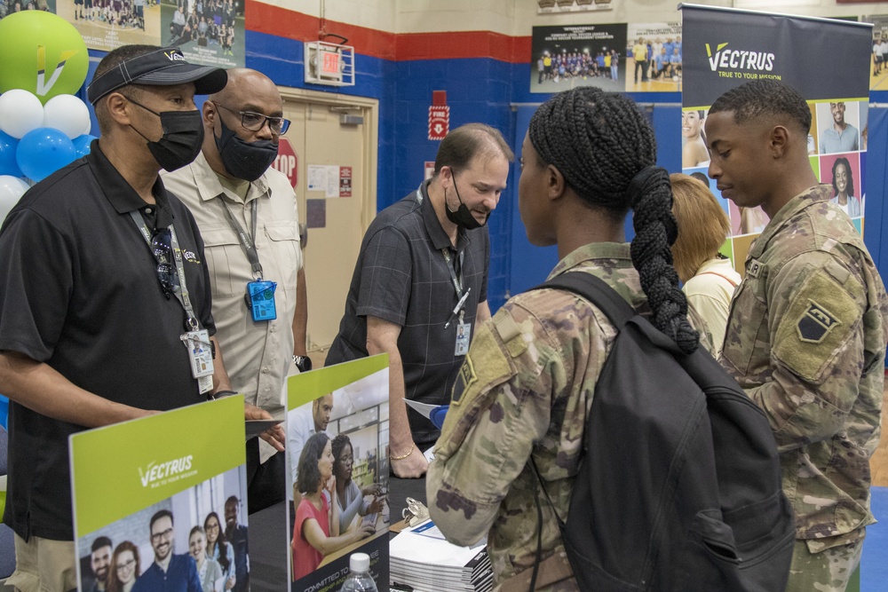 Civilian contractors educate troops about career opportunities