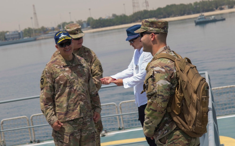 TF Spartan Deputy Commanding General - Support enjoys Kuwait Naval Vessel after legal symposium