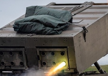 United Kingdom fires munitions from Multiple Launch Rocket System