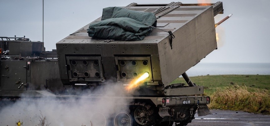 United Kingdom fires munitions from Multiple Launch Rocket System