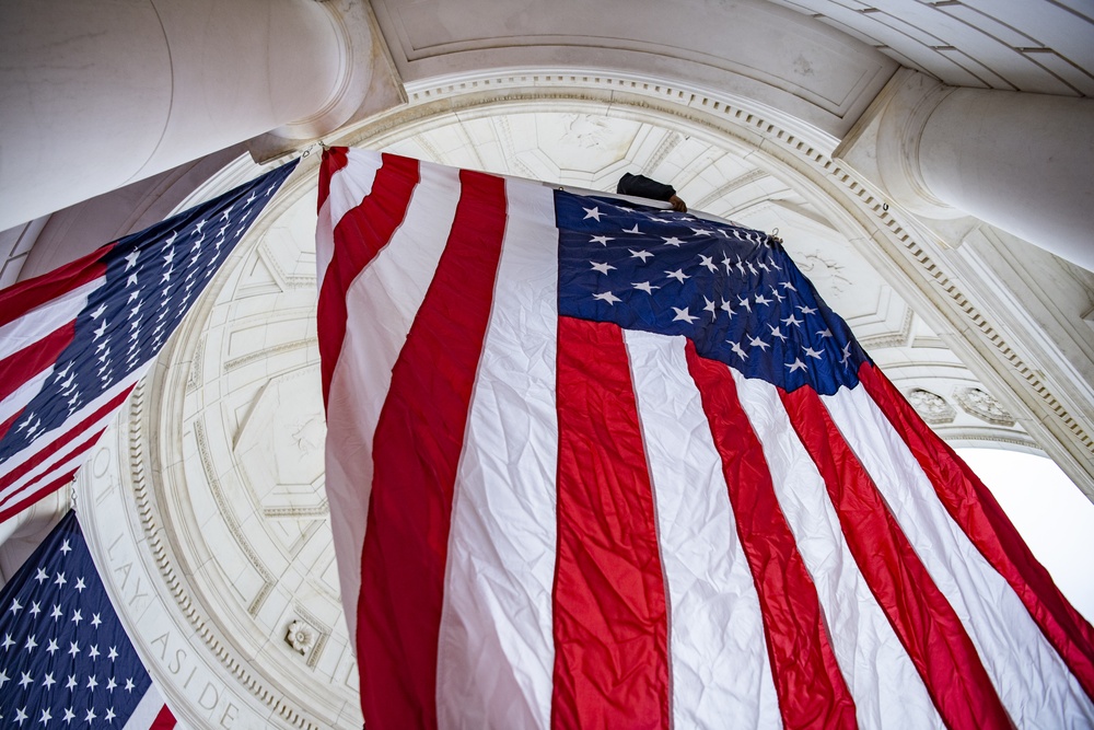 U.S. Flag Hanging in Memorial Amphitheater