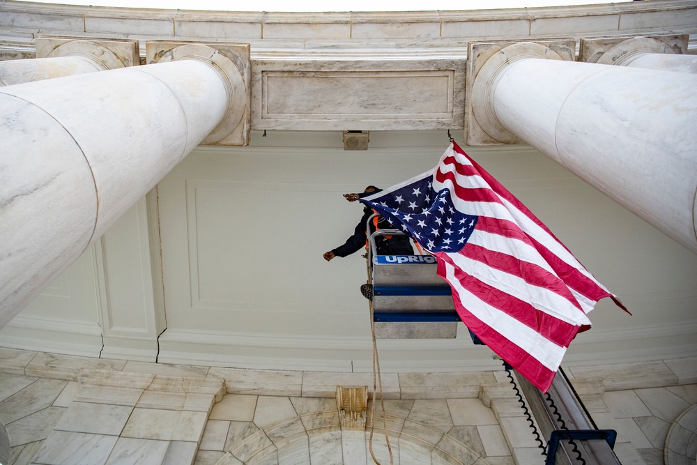 U.S. Flag Hanging in Memorial Amphitheater