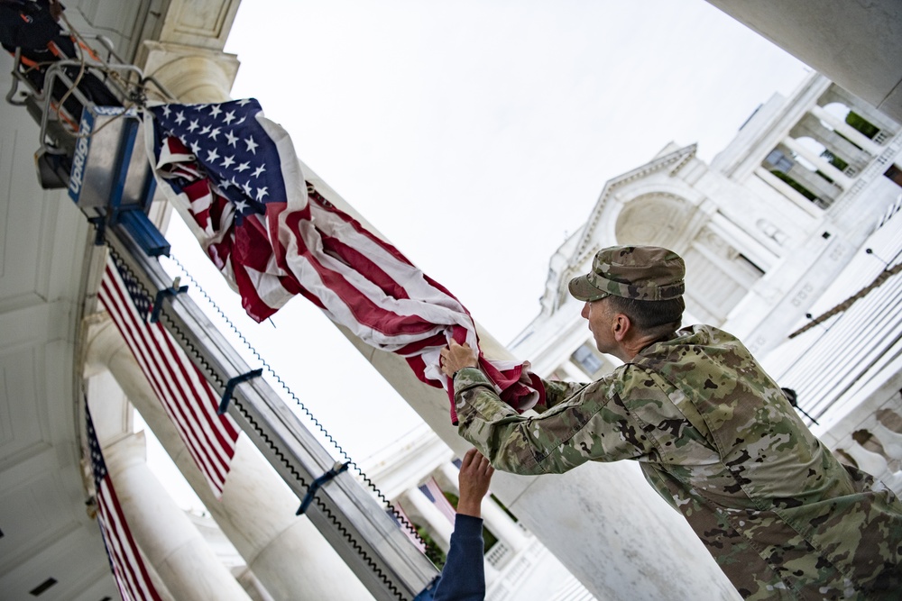 U.S. Flag Hanging in Memorial Amphitheater