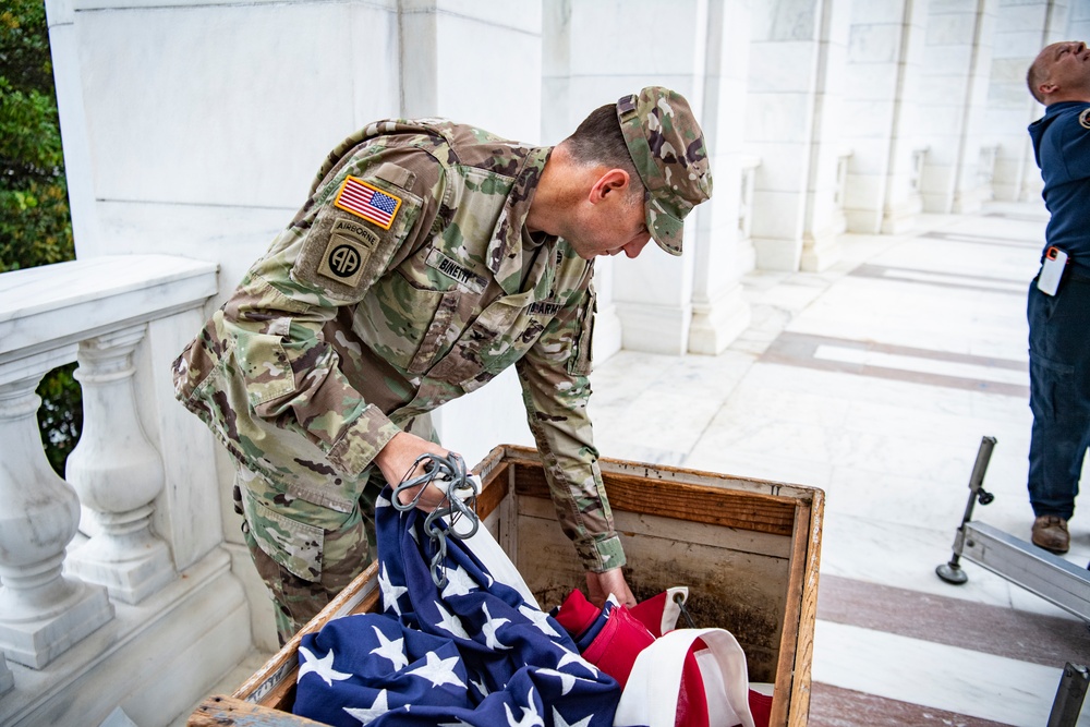 U.S. Flag Hanging in Memorial Amphitheater