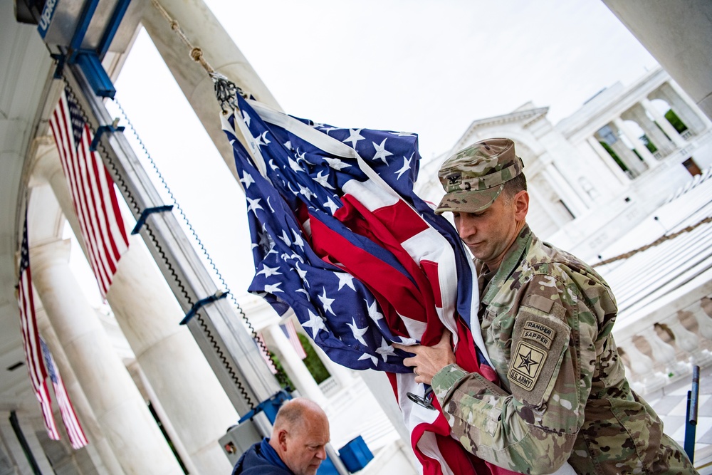 U.S. Flag Hanging in Memorial Amphitheater