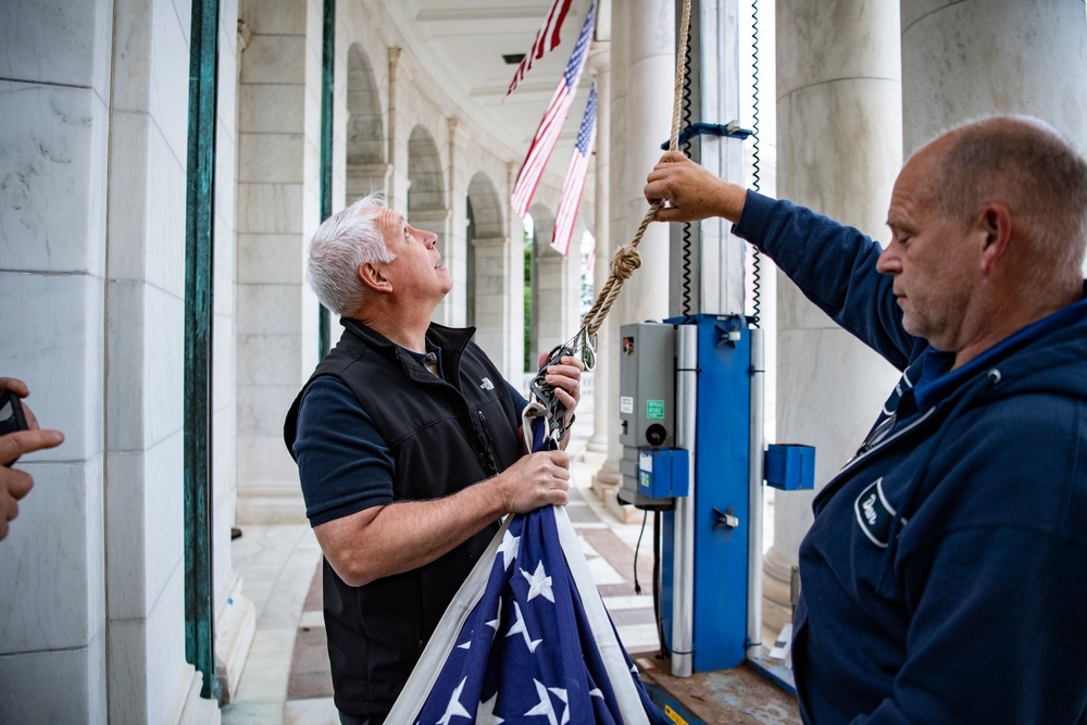 U.S. Flag Hanging in Memorial Amphitheater