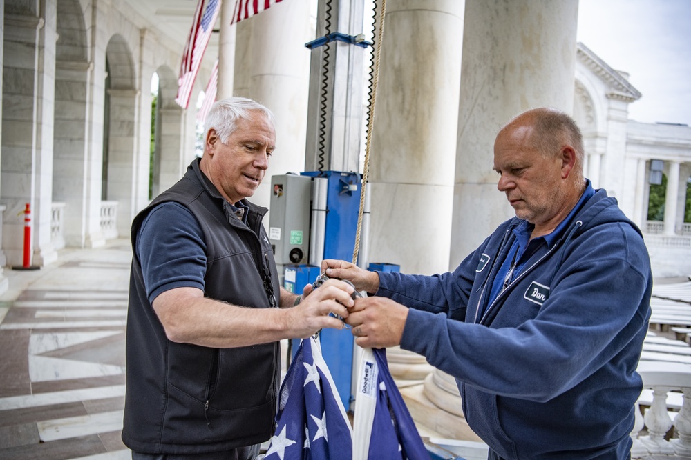 U.S. Flag Hanging in Memorial Amphitheater