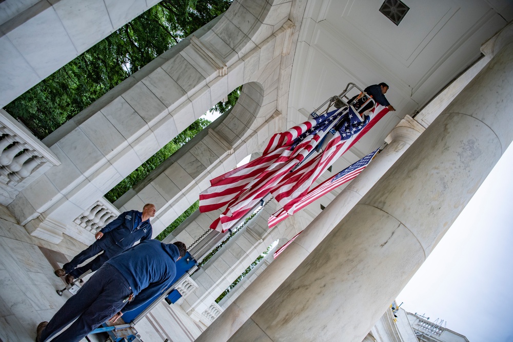 U.S. Flag Hanging in Memorial Amphitheater