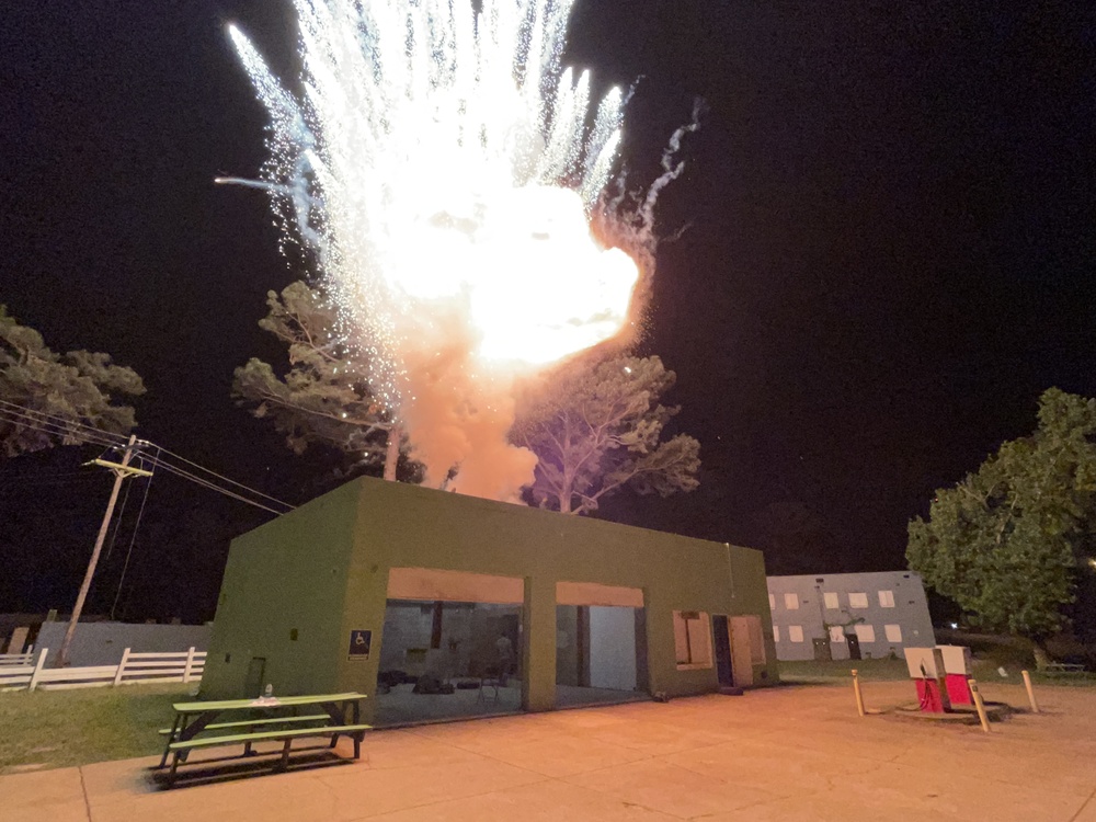 Night time explosion during village assault at JRTC RTN 21-06