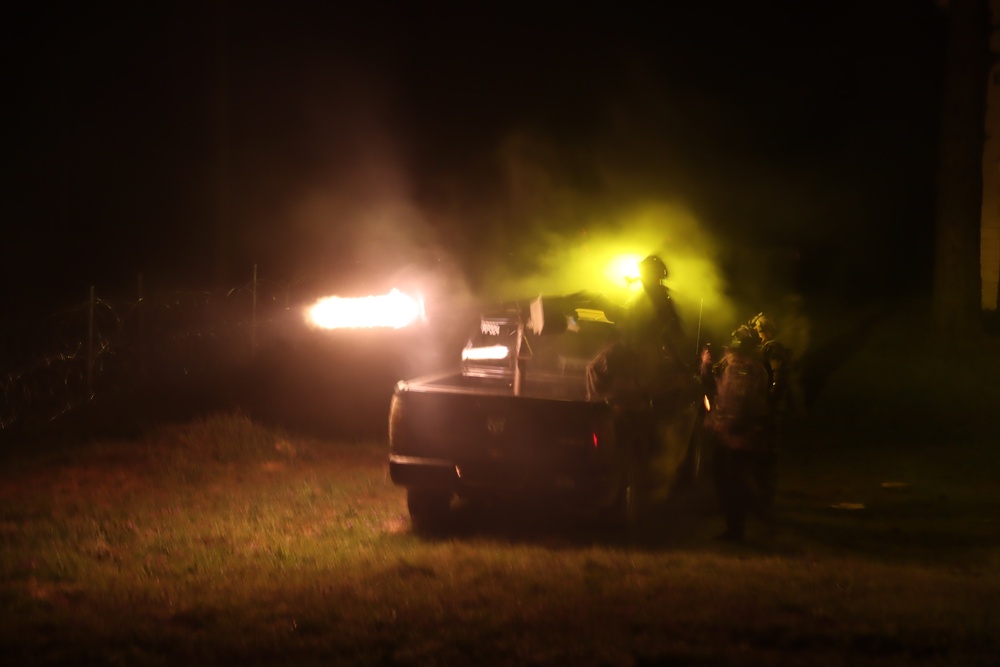 OPFOR , 1-509th Airborne Infantry, Geronimo Soldiers fire on 3rd Brigade 10th Mountain at night during JRTC 21-06