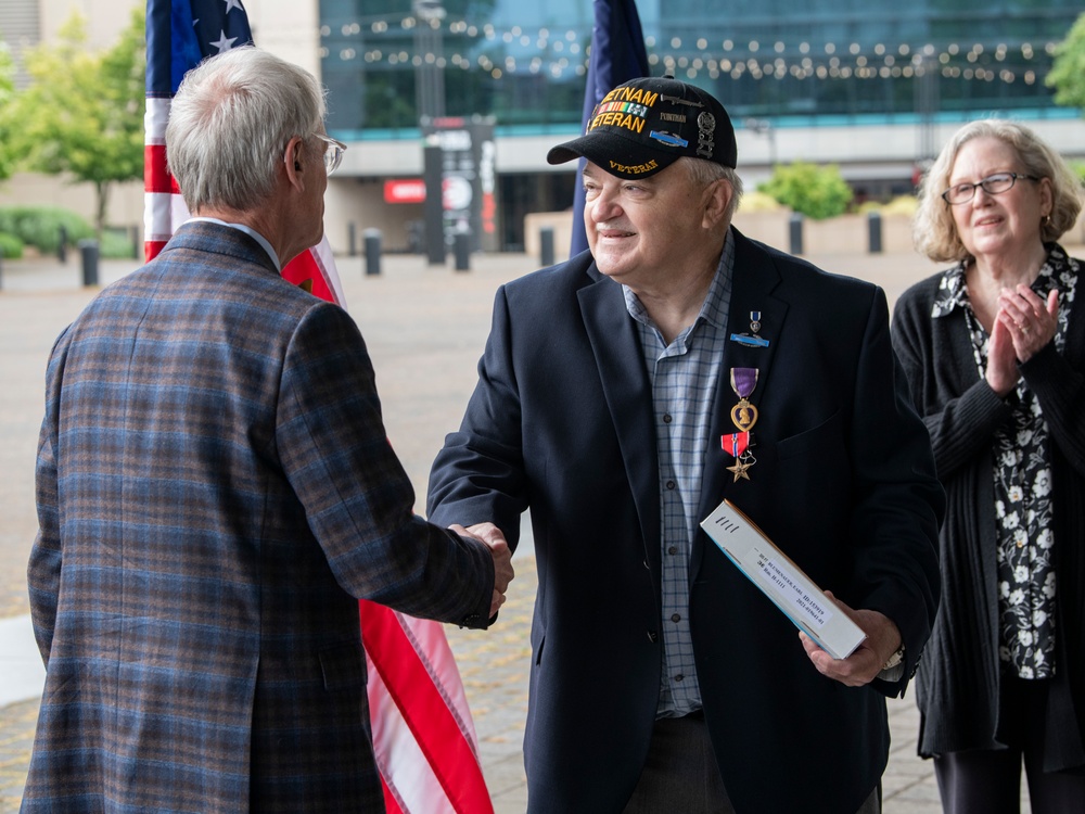 The Bronze Star Medal with Valor presented to Gerald J. Kawecki