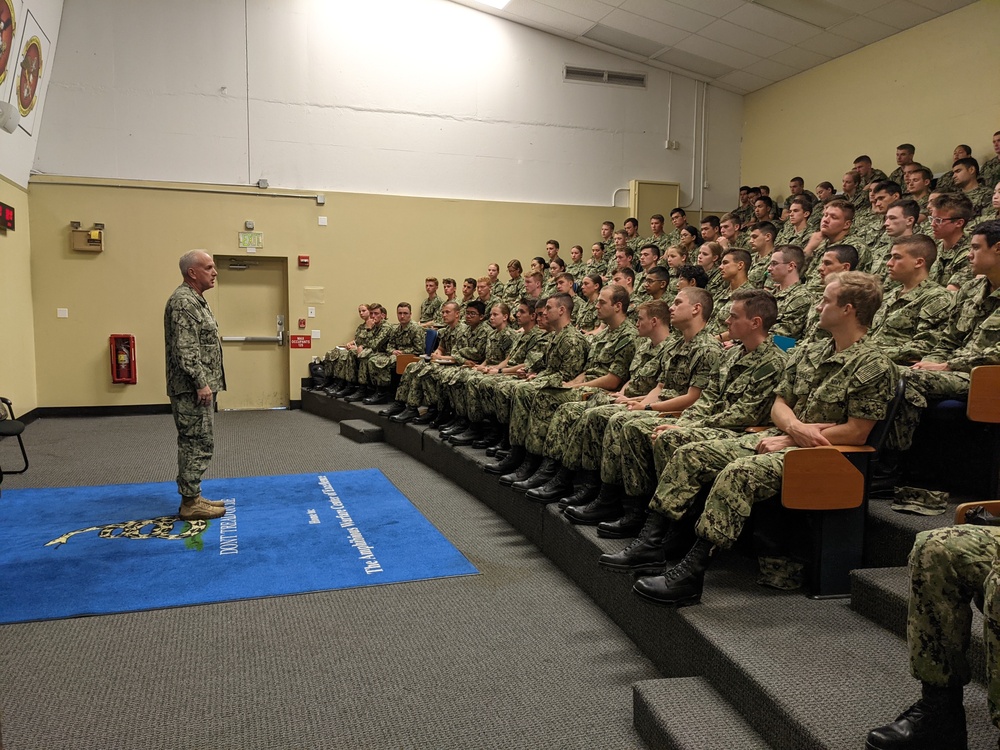 RDML Sobeck Speaks with CORTRAMID Midshipmen