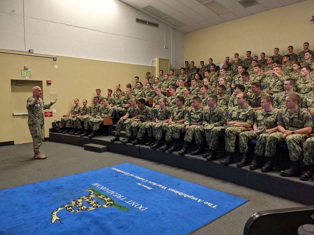 RDML Sobeck Speaks with CORTRAMID Midshipmen