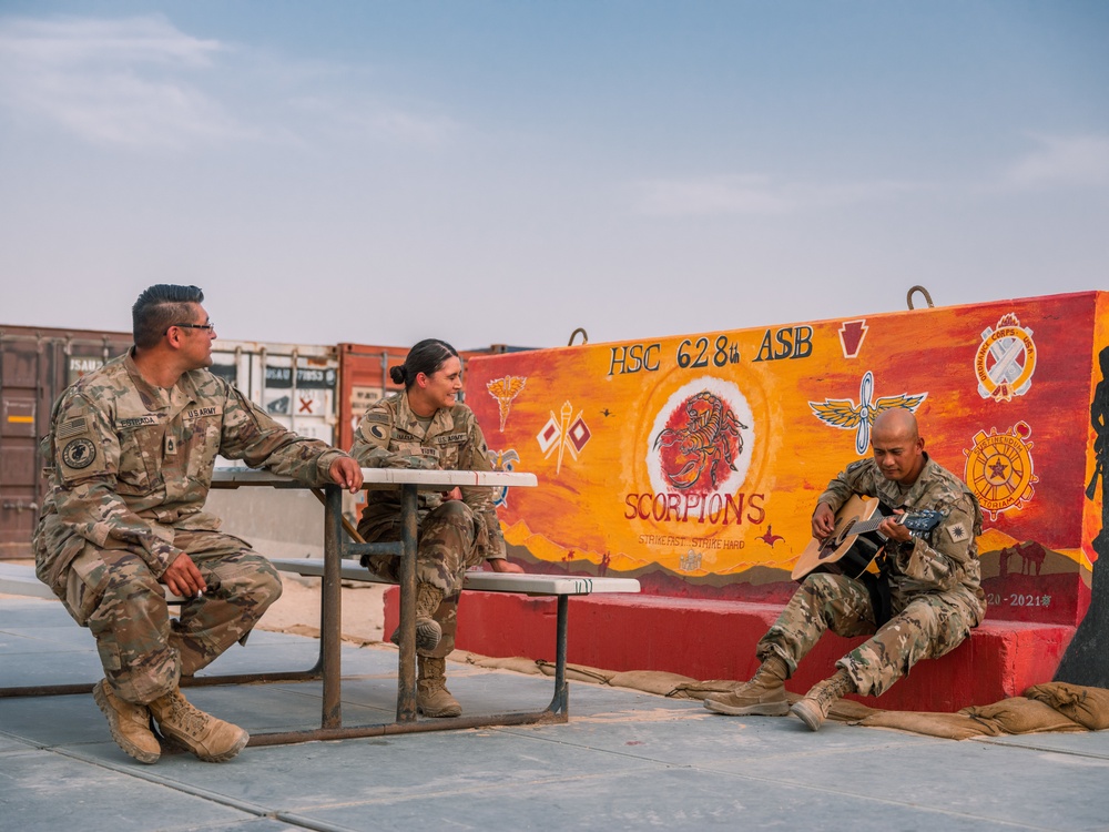 1SG takes a break at Camp Buehring