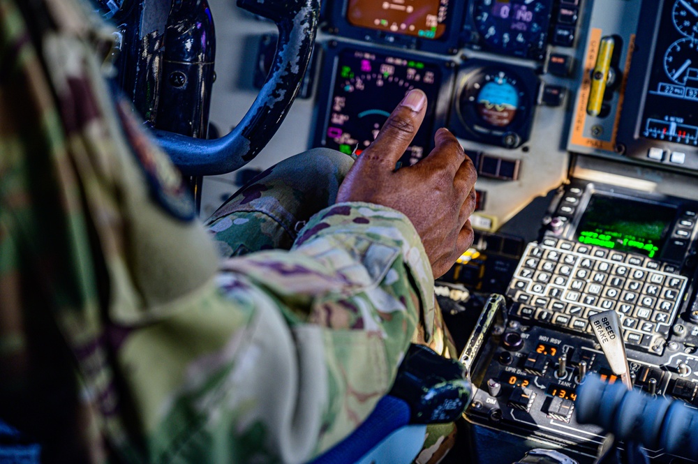 KC-135 Stratotanker Refuels F/A-18 Hornets