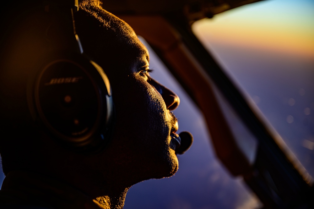 KC-135 Stratotanker Refuels F/A-18 Hornets