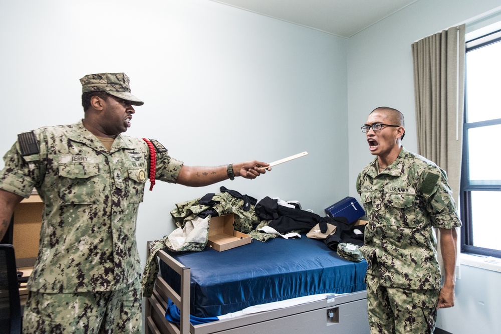 210526-N-TE695-0003 NEWPORT, R.I. (May 26, 2021) Navy OCS Room, Locker and Personnel inspection