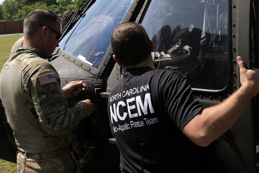 NC Guard and First Responders Helicopter Aquatic Rescue Team Training in Weldon North Carolina