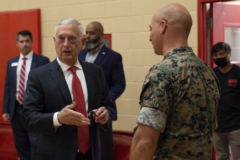 Retired General and former Secretary of Defense, James Mattis, visits Headquarters and Service Battalion, U.S. Marine Corps Forces Command