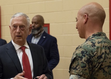 Retired General and former Secretary of Defense, James Mattis, visits Headquarters and Service Battalion, U.S. Marine Corps Forces Command