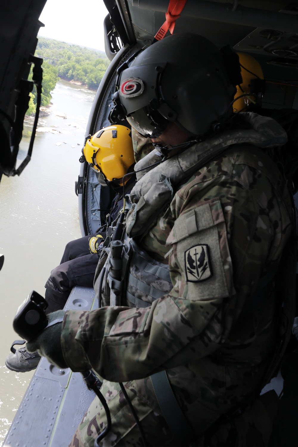 NC Guard and First Responders Helicopter Aquatic Rescue Team Training in Weldon North Carolina