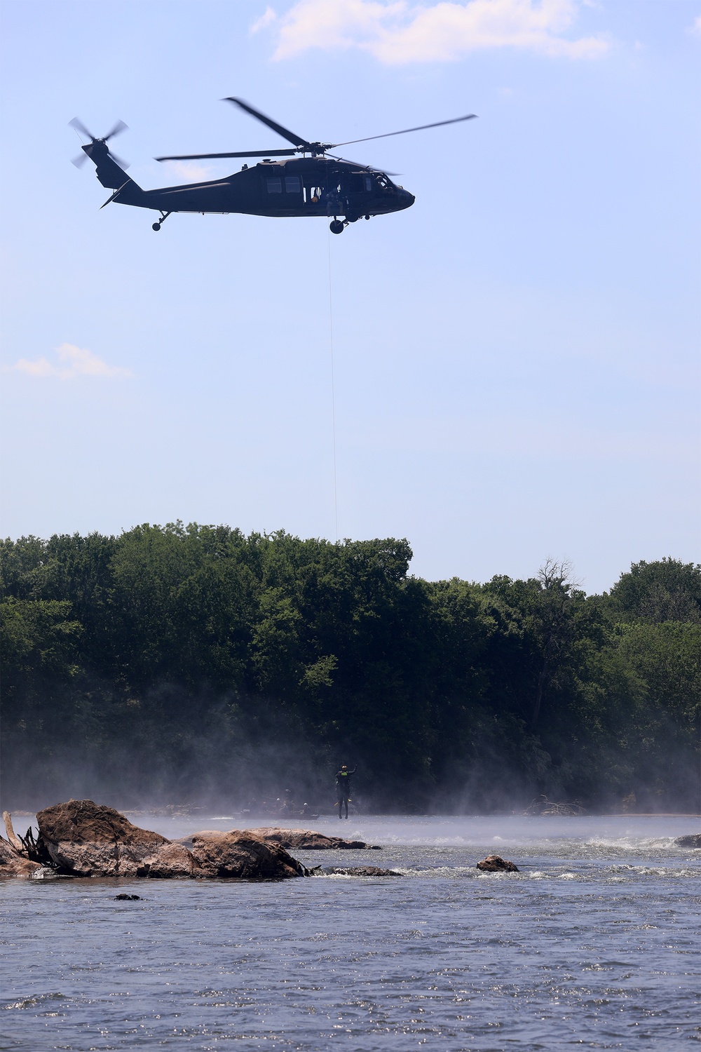 NC Guard and First Responders Helicopter Aquatic Rescue Team Training in Weldon North Carolina