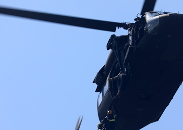 NC Guard and First Responders Helicopter Aquatic Rescue Team Training in Weldon North Carolina