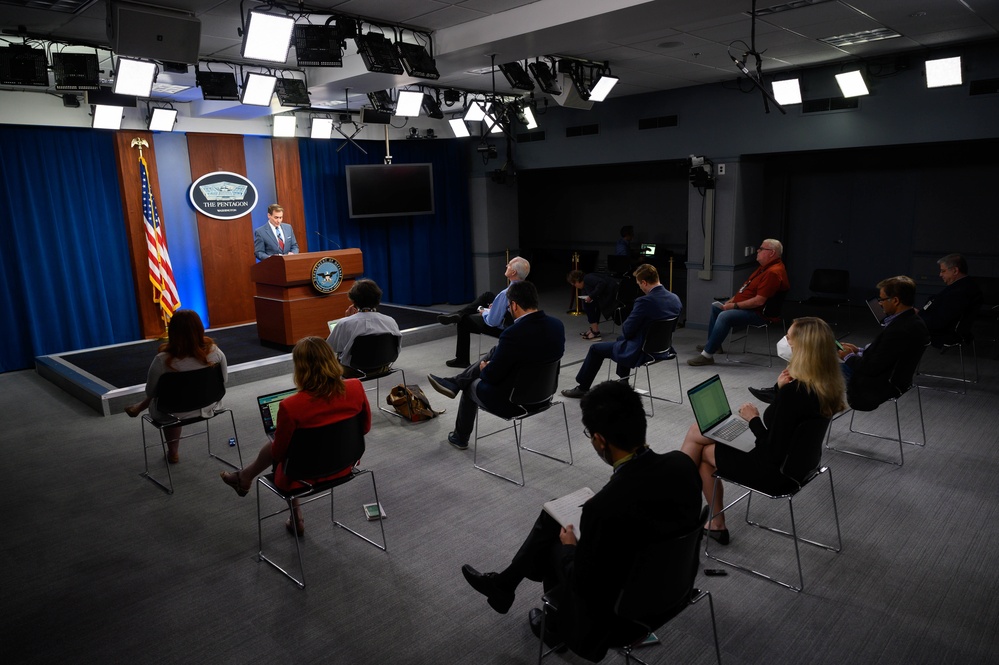 Pentagon Press Secretary John F. Kirby briefs the press