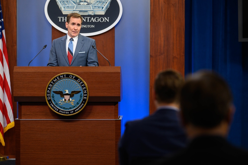 Pentagon Press Secretary John F. Kirby briefs the press