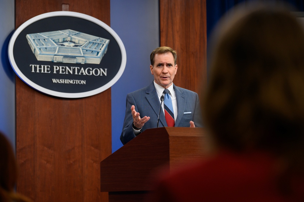 Pentagon Press Secretary John F. Kirby briefs the press