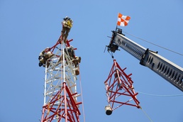 Radio communications tower erected at the 177th Fighter Wing of the New Jersey Air National Guard