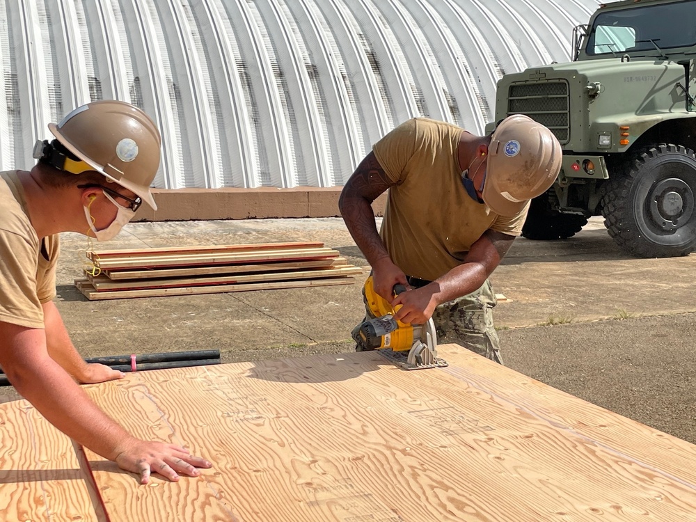 NMCB 11 Constructs Restroom Facility on Naval Base Guam Munitions Site