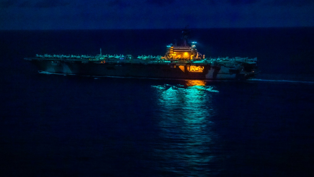 USS Ronald Reagan May 25, 2021 Nighttime Transit