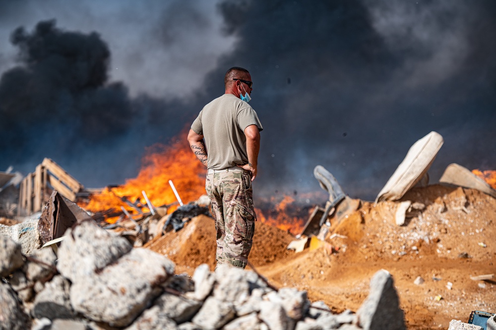 Members of 332d ECES and Fire Depot Respond to Real Fire