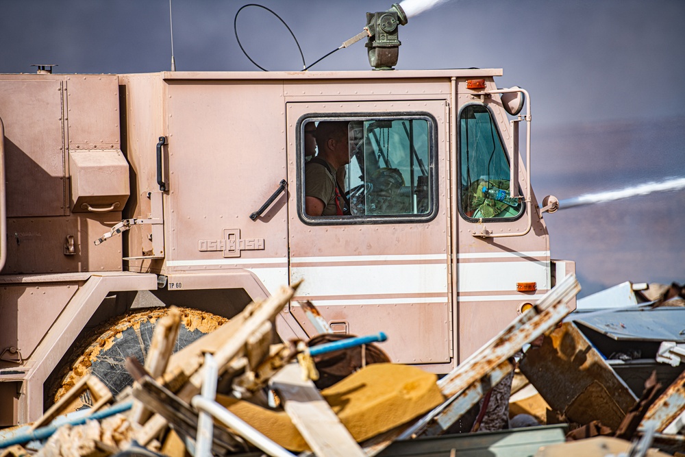 Members of 332d ECES and Fire Depot Respond to Real Fire