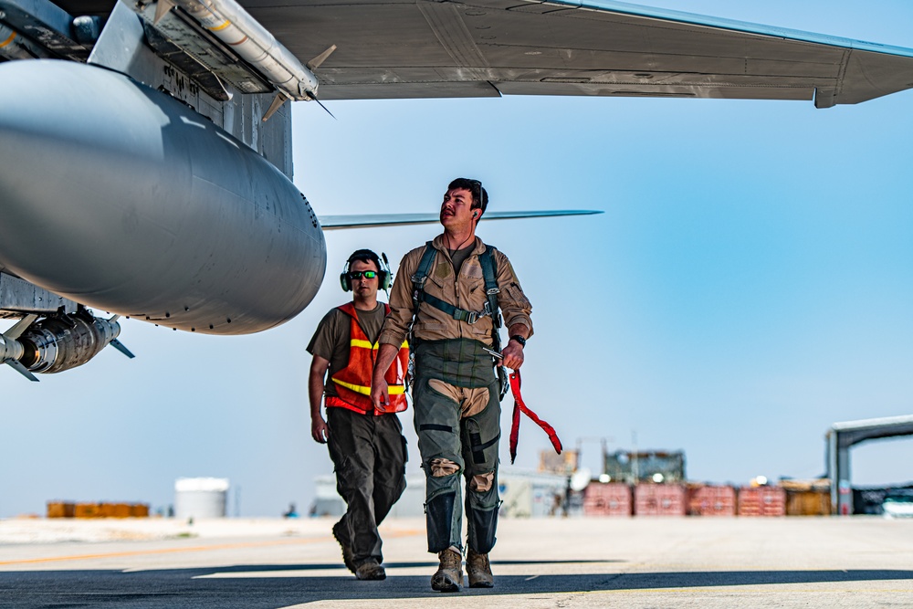 F-15E Strike Eagle Operators Chalk, Fuel and Check Their Jets