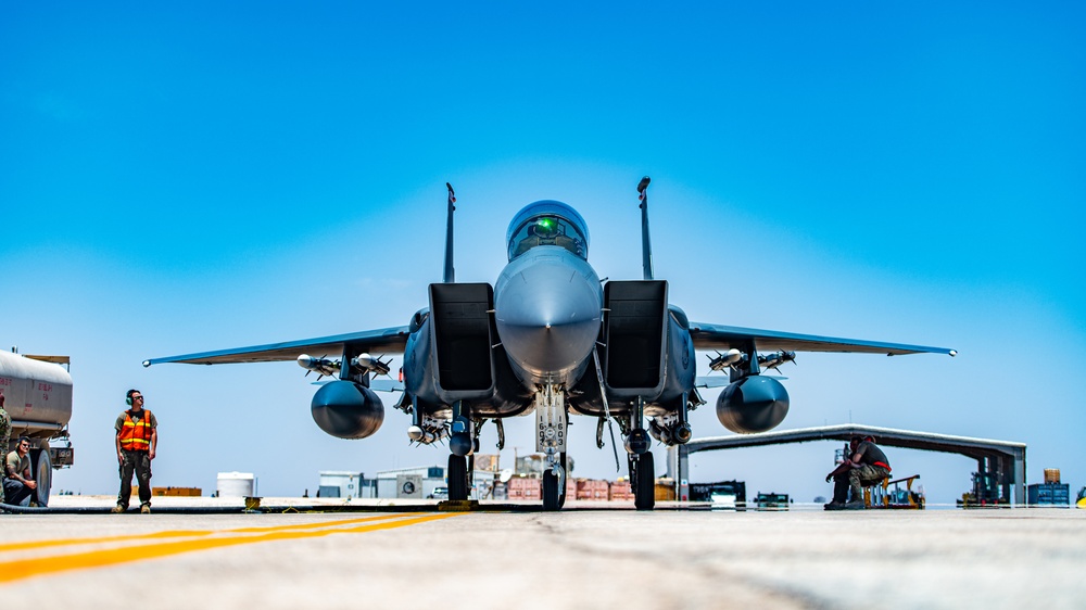 F-15E Strike Eagle Operators Chalk, Fuel and Check Their Jets