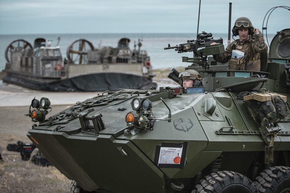 U.S. Marines and Sailors Conduct Beach Landing while Underway Aboard USS Portland