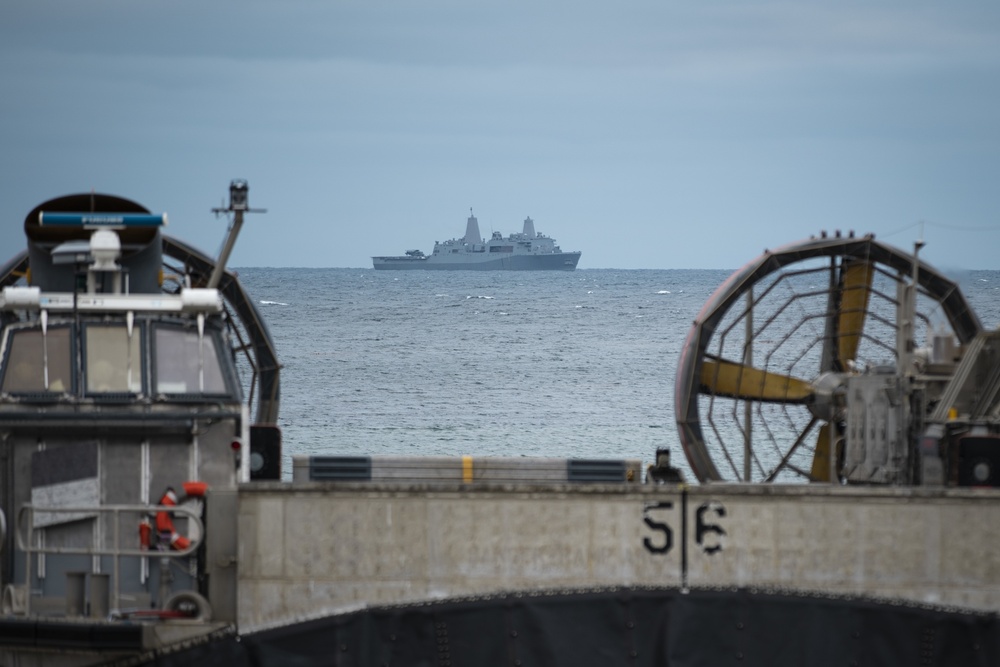 U.S. Marines and Sailors Conduct Beach Landing while Underway Aboard USS Portland