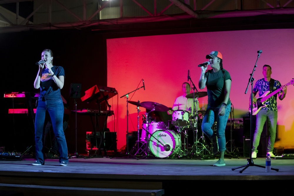 AFCENT Band plays an MWR show at Al Dahfra Air Base