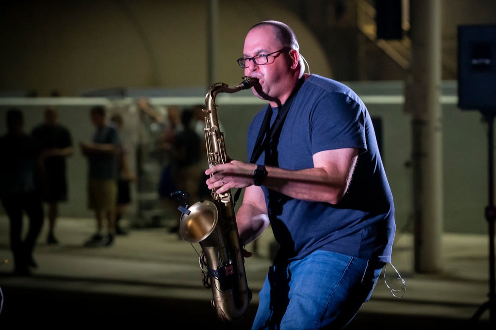 AFCENT Band plays an MWR show at Al Dahfra Air Base
