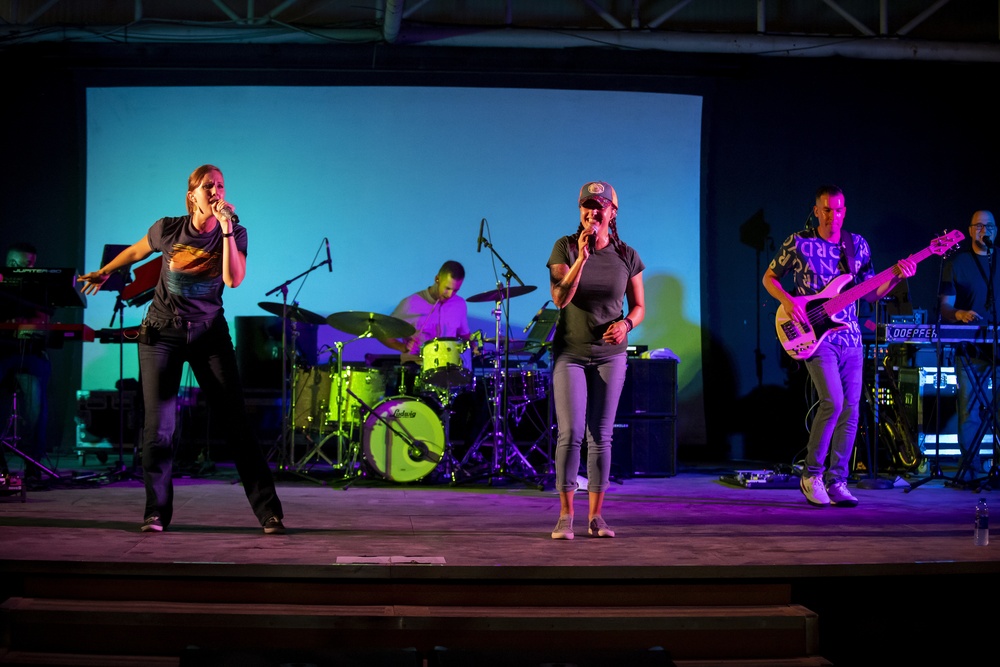 AFCENT Band plays an MWR show at Al Dahfra Air Base