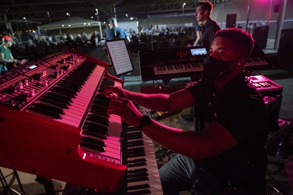 AFCENT Band plays an MWR show at Al Dahfra Air Base