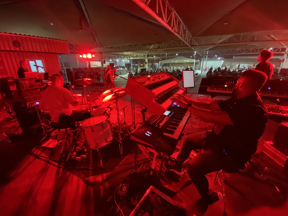 AFCENT Band plays an MWR show at Al Dahfra Air Base