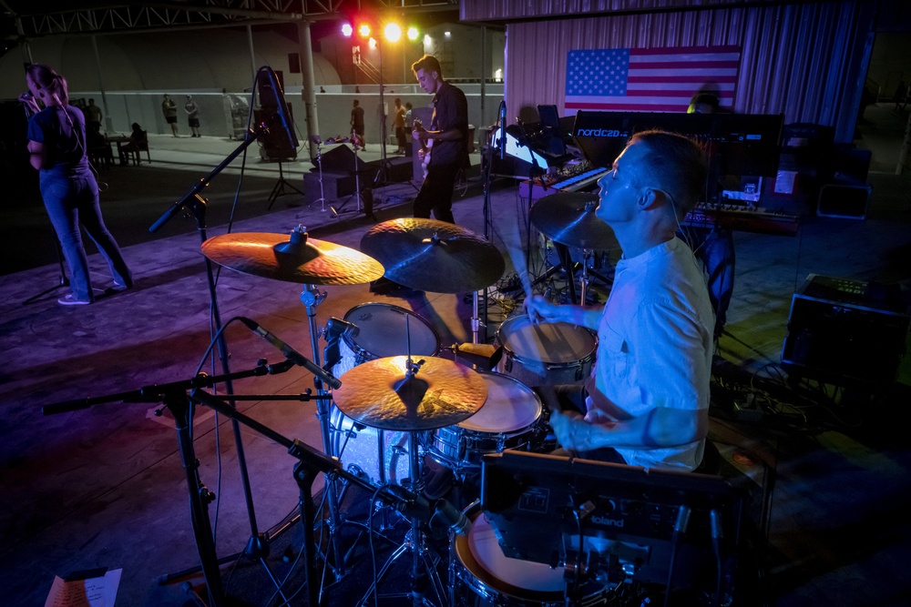 AFCENT Band plays an MWR show at Al Dahfra Air Base