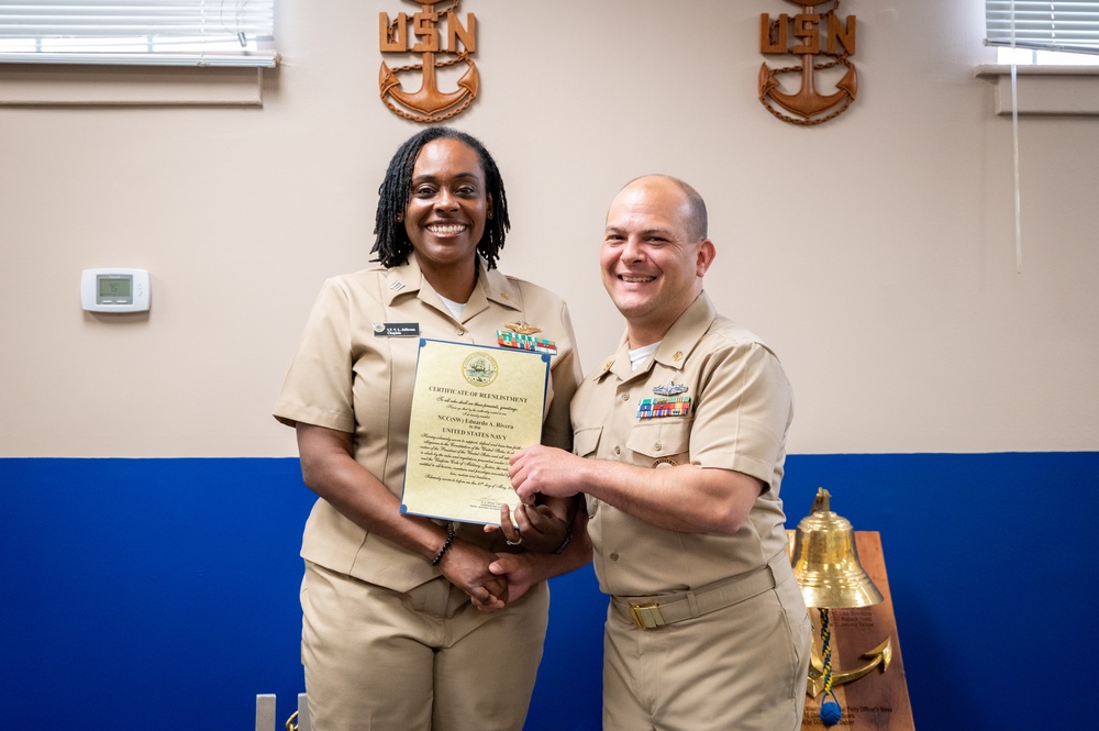 NCC Eduardo Rivera reenlistment ceremony