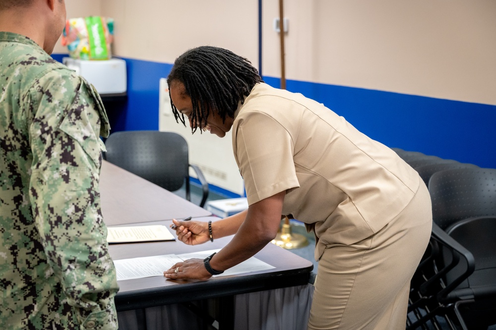 NCC Eduardo Rivera reenlistment ceremony